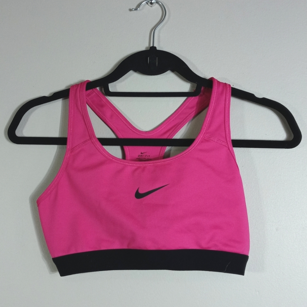 Nike Pink Black Sports Bra Moisture-Wicking Comfort Dri-fit Size M